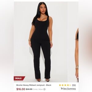 Fashion Nova Black Ribbed Jumpsuit